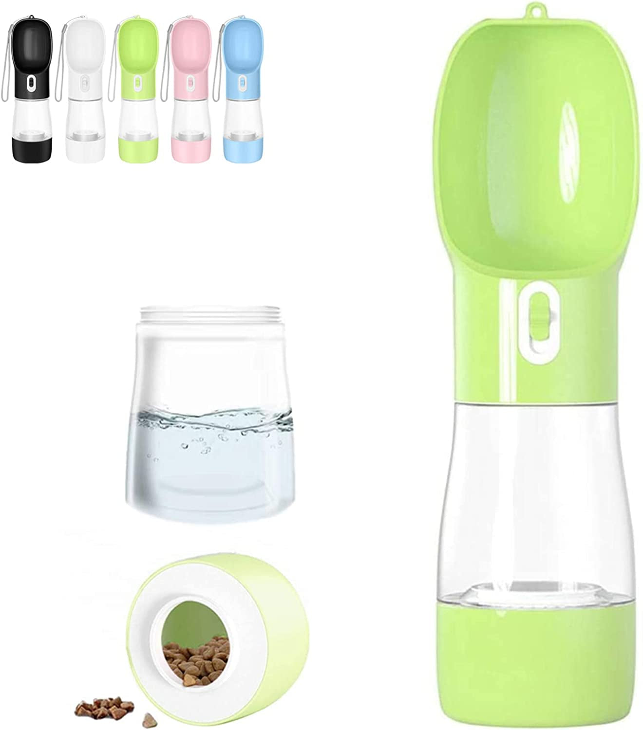 Outdoor Dog Water Bottle Dispenser - Leak Proof Bottles for Dogs on the Go with Food Container Multifunctional Travel Outdoor(Green)