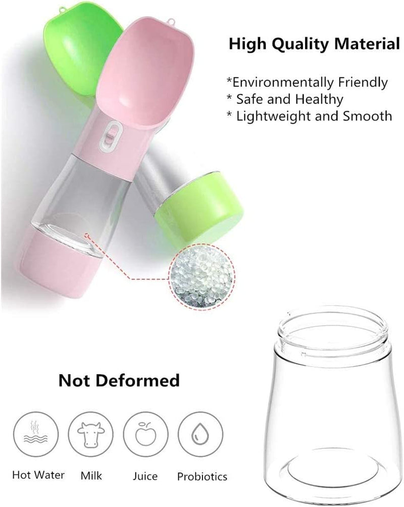 Outdoor Dog Water Bottle Dispenser - Leak Proof Bottles for Dogs on the Go with Food Container Multifunctional Travel Outdoor(Green)