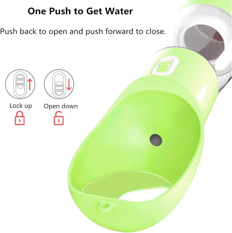 Outdoor Dog Water Bottle Dispenser - Leak Proof Bottles for Dogs on the Go with Food Container Multifunctional Travel Outdoor(Green)