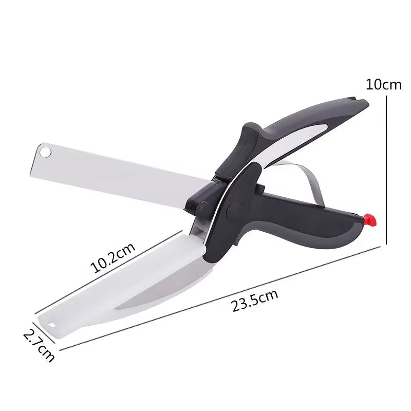 Stainless Steel Kitchen Scissors 2 in 1 Cutting Board Chopper Fruit Vegetable Multifunctional